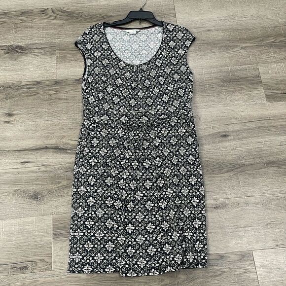 Borden Black and White Short Sleeve Knee Length Dress Size 14 - Picture 1 of 5